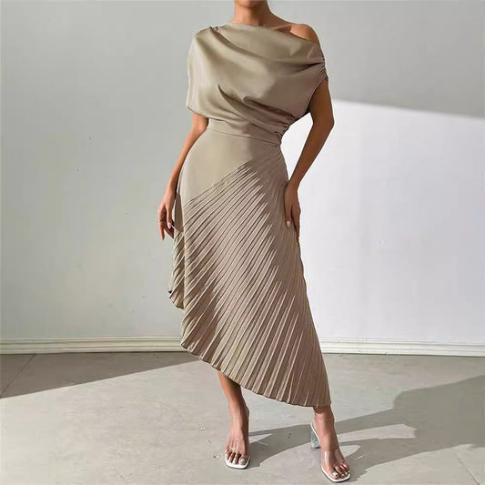 Elegant Ruffled Design Irregular Dress Women