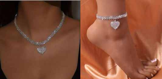European And American Rhinestone Love Anklet Women's Accessories