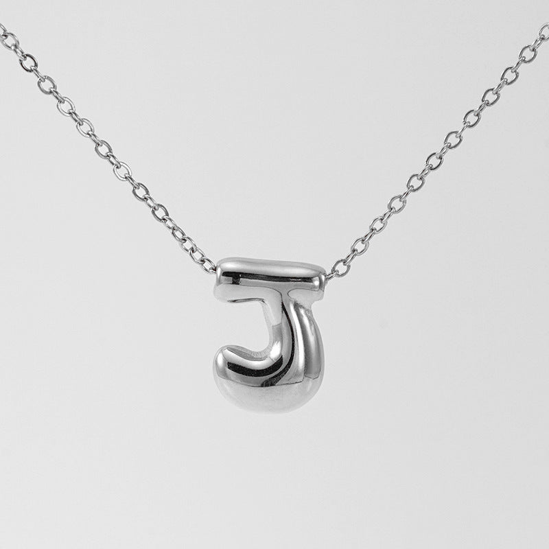 Women's Glossy Bubble Letter Necklace Gold Plated