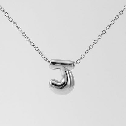 Women's Glossy Bubble Letter Necklace Gold Plated