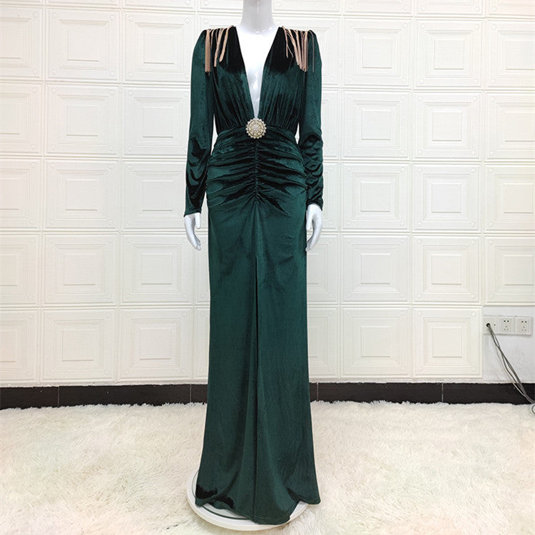 Women's Temperament Flannel Fashion Fringe Dress