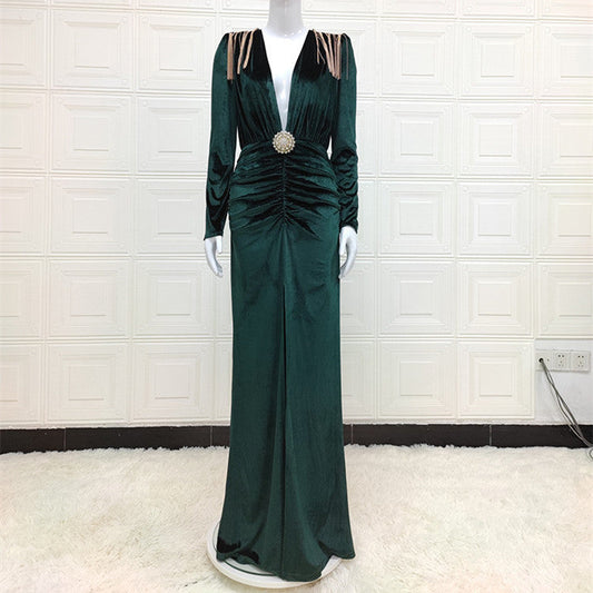Women's Temperament Flannel Fashion Fringe Dress