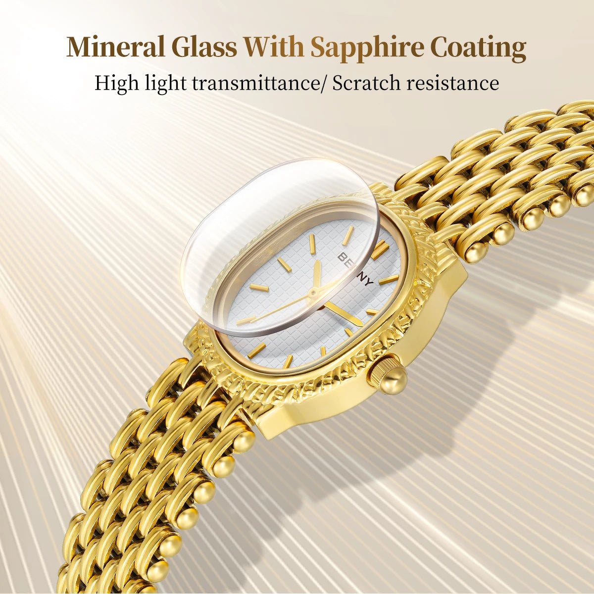 High-end Golden Watch Women's High-grade Waterproof Niche Retro