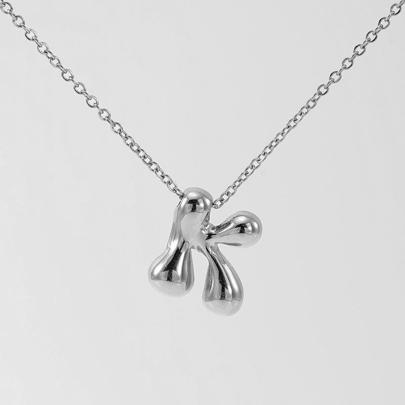 Women's Glossy Bubble Letter Necklace Gold Plated