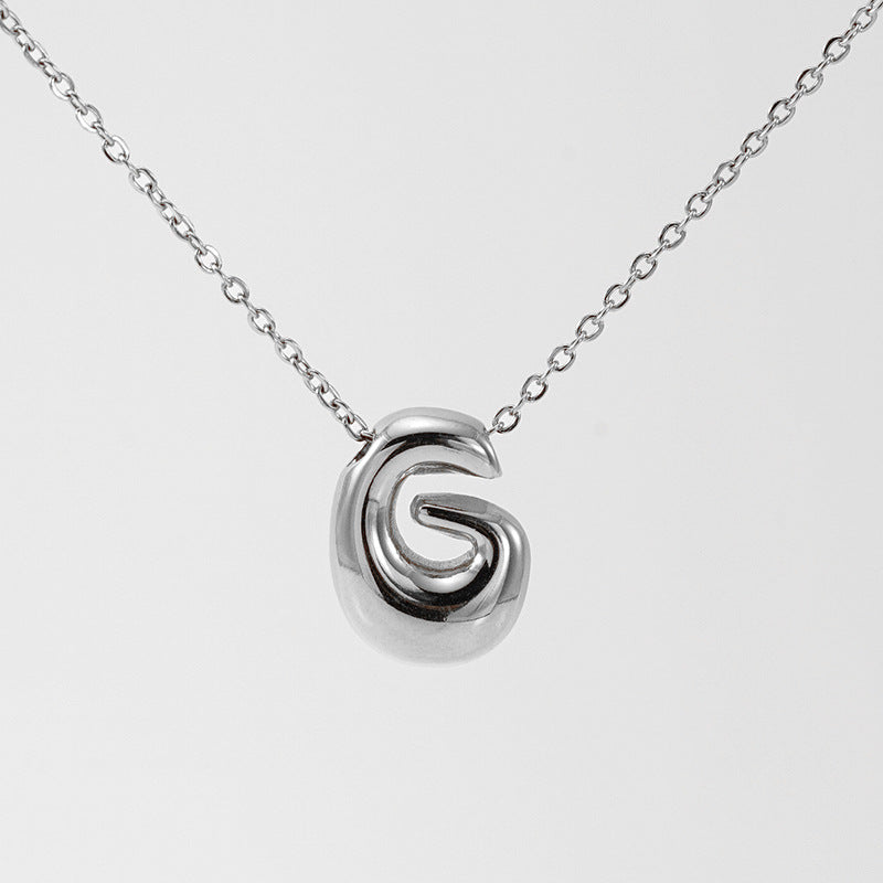 Women's Glossy Bubble Letter Necklace Gold Plated