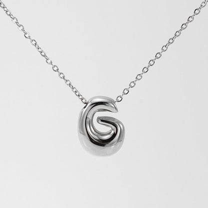Women's Glossy Bubble Letter Necklace Gold Plated