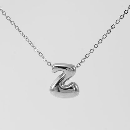 Women's Glossy Bubble Letter Necklace Gold Plated