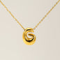 Women's Glossy Bubble Letter Necklace Gold Plated