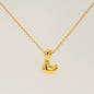 Women's Glossy Bubble Letter Necklace Gold Plated