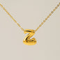Women's Glossy Bubble Letter Necklace Gold Plated
