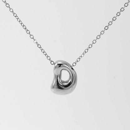 Women's Glossy Bubble Letter Necklace Gold Plated