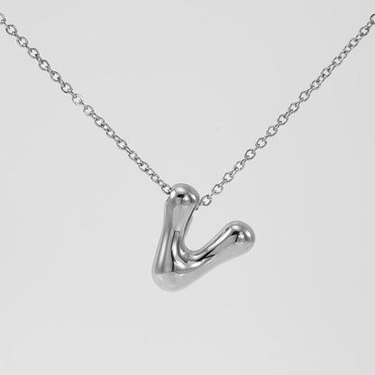Women's Glossy Bubble Letter Necklace Gold Plated