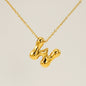 Women's Glossy Bubble Letter Necklace Gold Plated