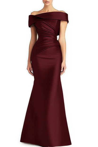 Evening Formal Dress Pleated Off-shoulder Elegant Maxi Dress Mother Of The Bride Dress
