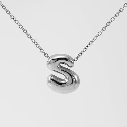 Women's Glossy Bubble Letter Necklace Gold Plated