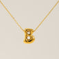 Women's Glossy Bubble Letter Necklace Gold Plated