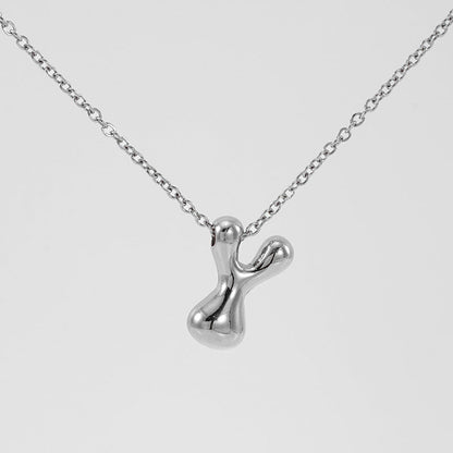 Women's Glossy Bubble Letter Necklace Gold Plated
