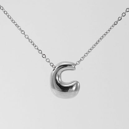 Women's Glossy Bubble Letter Necklace Gold Plated
