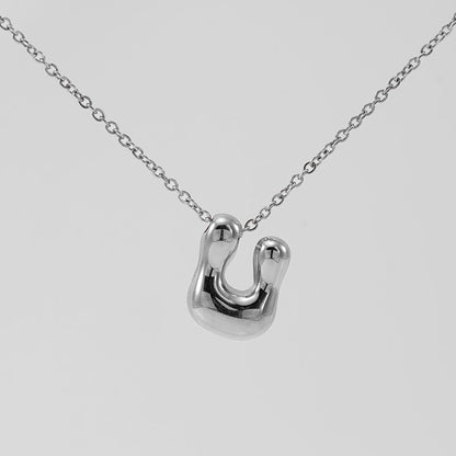 Women's Glossy Bubble Letter Necklace Gold Plated