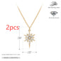 S925 Sterling Silver Inlaid Stone Eight-pointed Stars Pendant Necklace