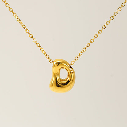 Women's Glossy Bubble Letter Necklace Gold Plated