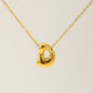 Women's Glossy Bubble Letter Necklace Gold Plated