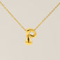 Women's Glossy Bubble Letter Necklace Gold Plated