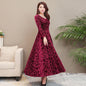 Women's Embossed Long Sleeve Temperament Slim Fit Dress