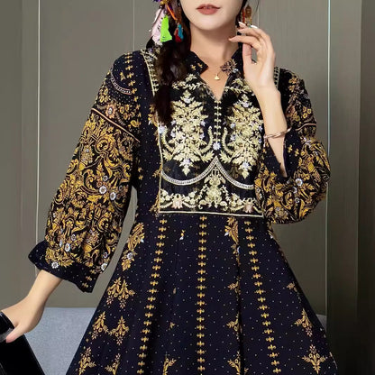 Women's Special-interest Design Bohemian Embroidery Ethnic Style Dress