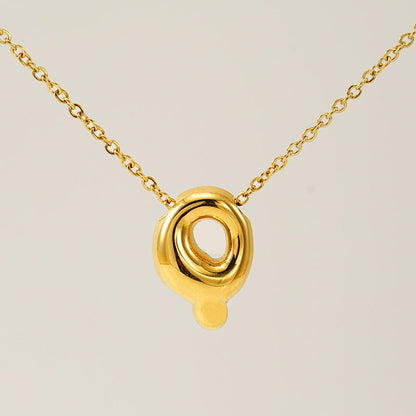 Women's Glossy Bubble Letter Necklace Gold Plated