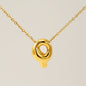 Women's Glossy Bubble Letter Necklace Gold Plated