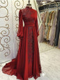 Stand Collar Luxury Long Sleeve Evening Dress