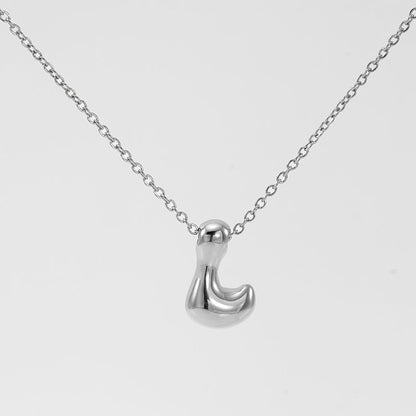 Women's Glossy Bubble Letter Necklace Gold Plated