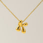 Women's Glossy Bubble Letter Necklace Gold Plated