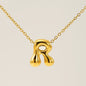 Women's Glossy Bubble Letter Necklace Gold Plated