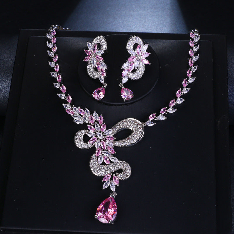 Luxury Fashion And Fully-jewelled Inlaid Multi-color Zircon Set Bridal Wedding Accessories