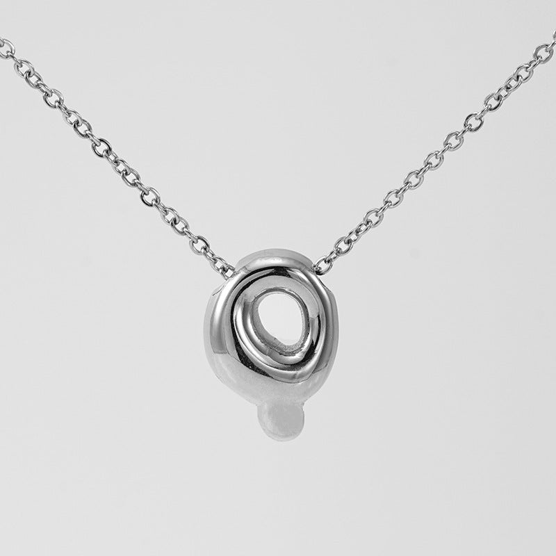 Women's Glossy Bubble Letter Necklace Gold Plated
