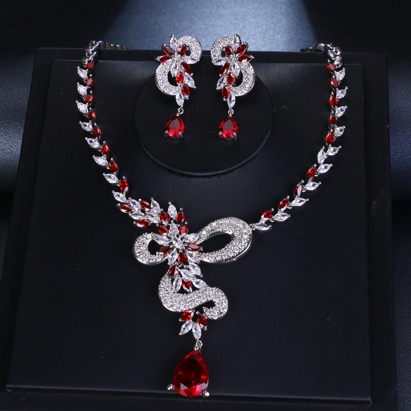 Luxury Fashion And Fully-jewelled Inlaid Multi-color Zircon Set Bridal Wedding Accessories