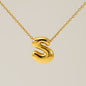 Women's Glossy Bubble Letter Necklace Gold Plated