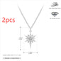 S925 Sterling Silver Inlaid Stone Eight-pointed Stars Pendant Necklace