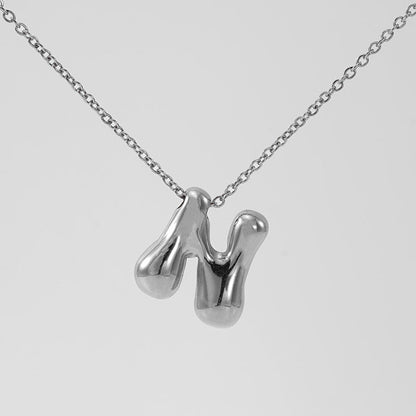 Women's Glossy Bubble Letter Necklace Gold Plated