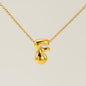 Women's Glossy Bubble Letter Necklace Gold Plated