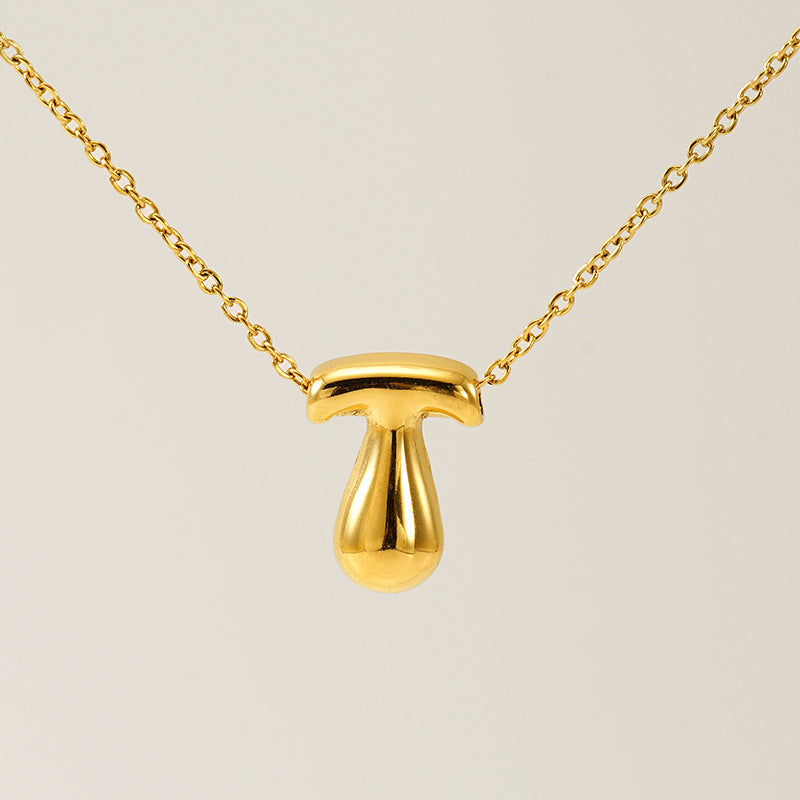 Women's Glossy Bubble Letter Necklace Gold Plated