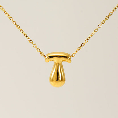Women's Glossy Bubble Letter Necklace Gold Plated