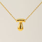 Women's Glossy Bubble Letter Necklace Gold Plated