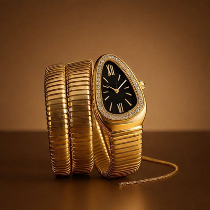 Luxury Snake Bracelet Women Watch – Premium Stones Case Ladies Wrist Watch with Different Colours