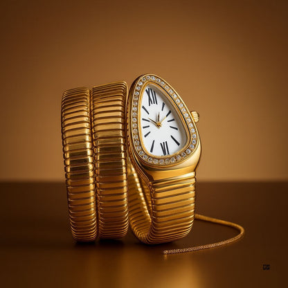 Luxury Snake Bracelet Women Watch – Premium Stones Case Ladies Wrist Watch with Different Colours