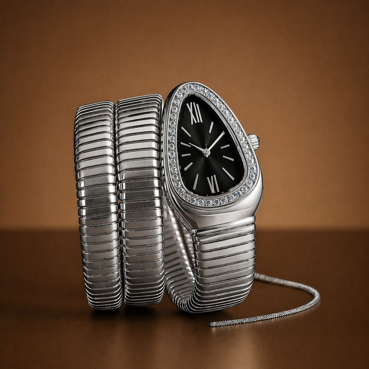 Luxury Snake Bracelet Women Watch – Premium Stones Case Ladies Wrist Watch with Different Colours