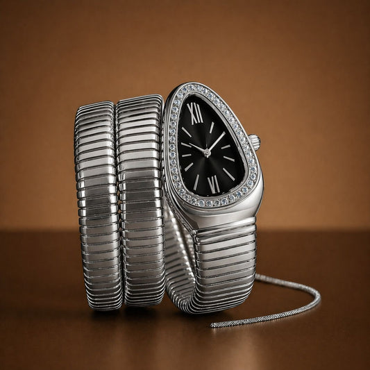 Luxury Snake Bracelet Women Watch – Premium Stones Case Ladies Wrist Watch with Different Colours