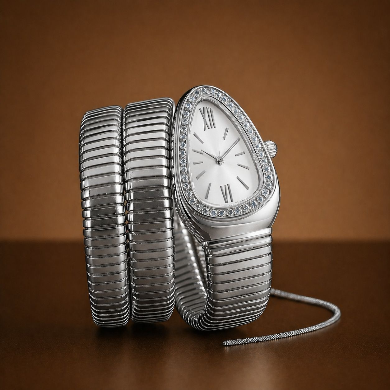 Luxury Snake Bracelet Women Watch – Premium Stones Case Ladies Wrist Watch with Different Colours